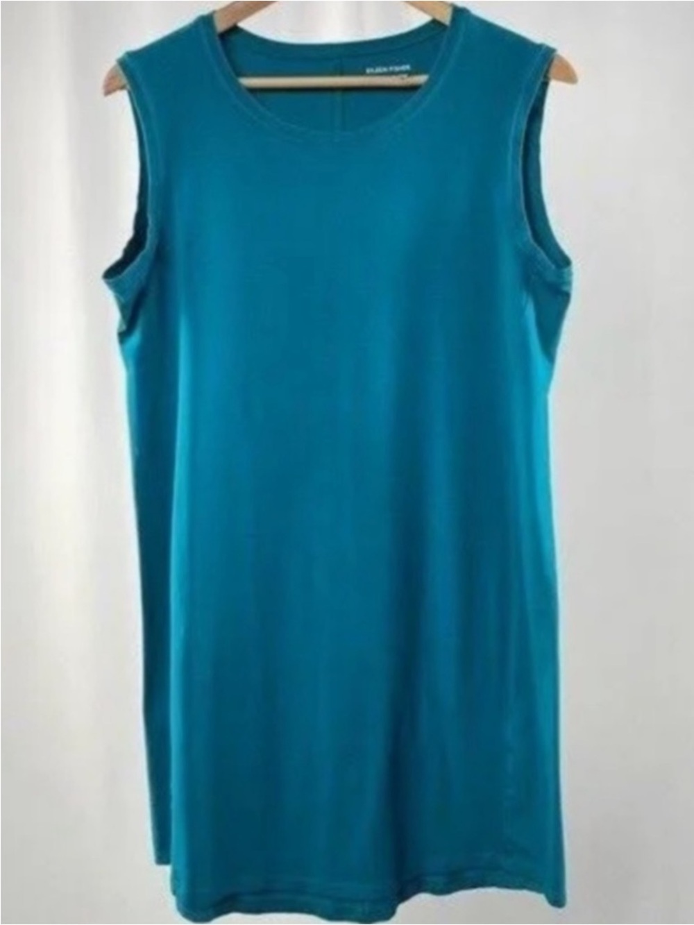Eileen Fisher Cotton Stretch Jersey Scoop Neck Shift Dress Jasper Blue Size XS
